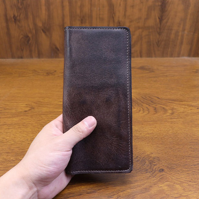 Retro Handmade Leather Multi-card Slots Long Wallet