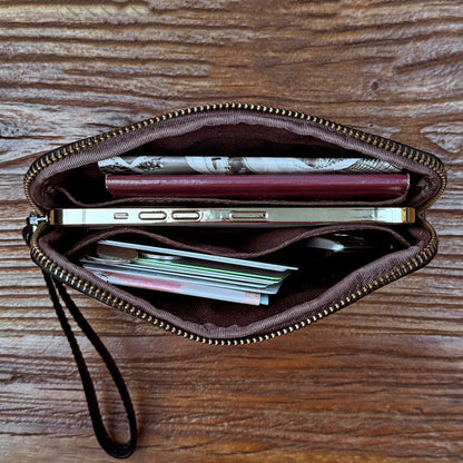 Retro Leather Distressed Top-Grain Cowhide Clutch Bag