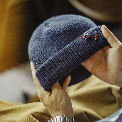 Vintage Winter Sailor Navy Knitted Beanie Hat