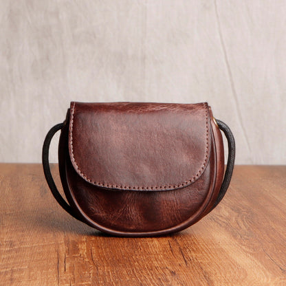 Retro Handmade Leather Card Wallets Mini Crossbody Bags