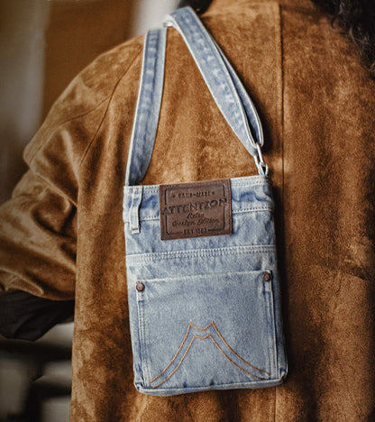 Retro Washed Blue Denim Shoulder Crossbody Bag