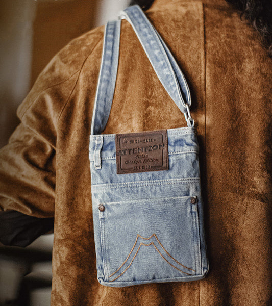 Retro Washed Blue Denim Shoulder Crossbody Bag