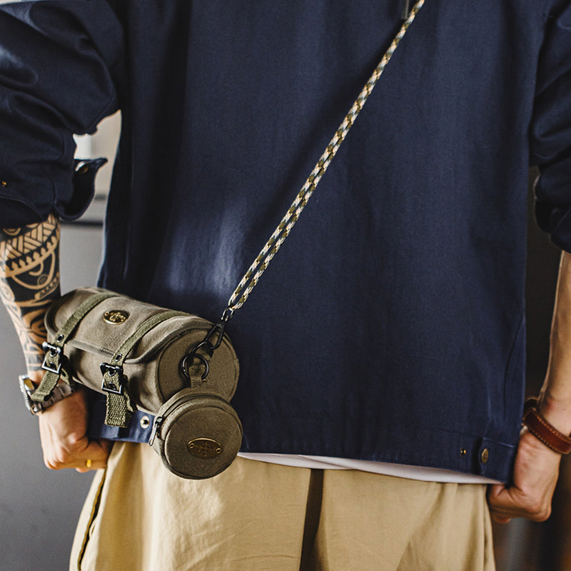 Retro Canvas Tool Roll Corssbody Bag