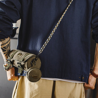 Retro Canvas Tool Roll Corssbody Bag