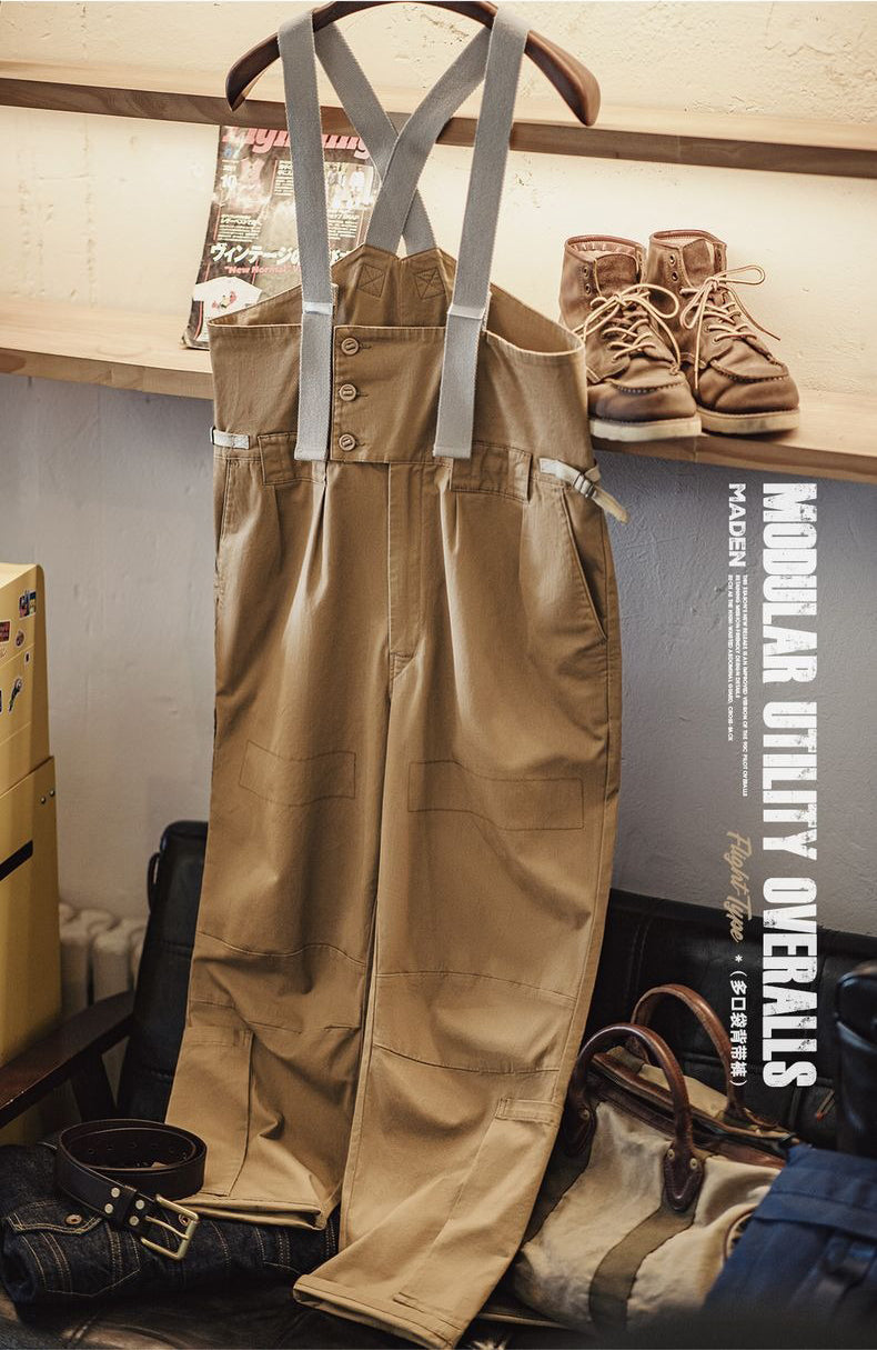 Retro Loose Straight Overalls Casual One-piece Suspender Trousers