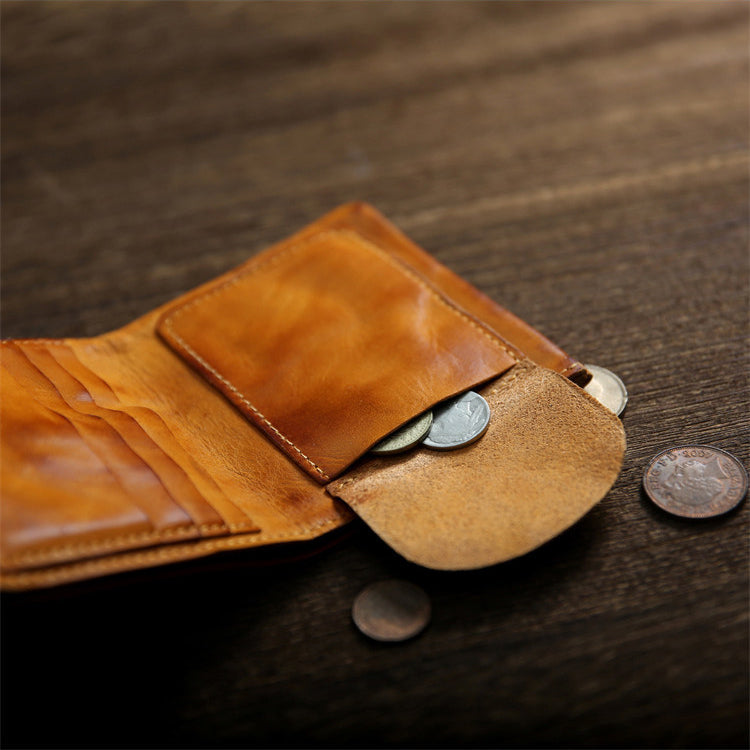 Retro Handmade Leather Short Wallet
