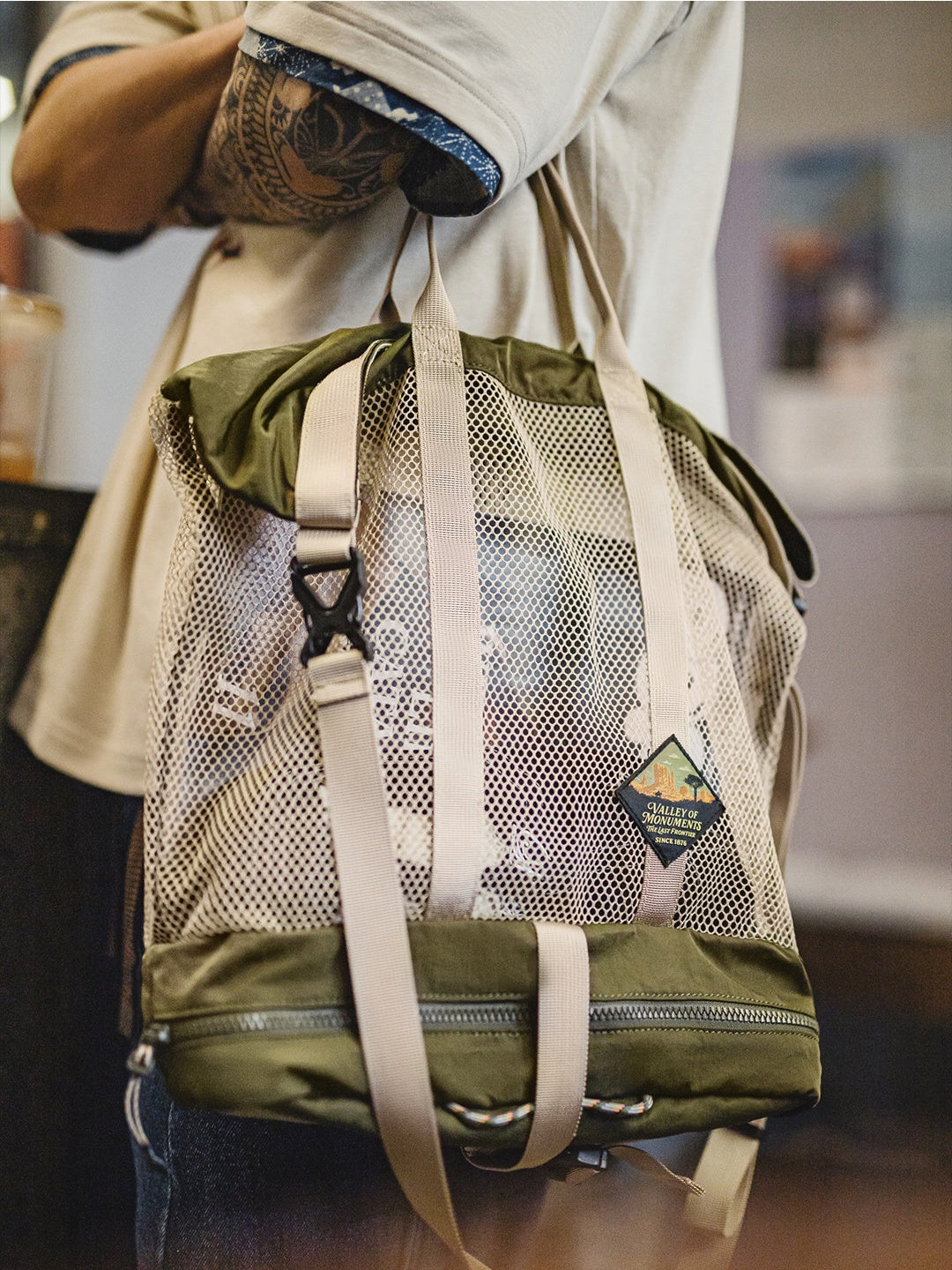 Retro Functional Foldable Fishing Bag Single-Shoulder/Crossbody/Handbag Messenger Bag