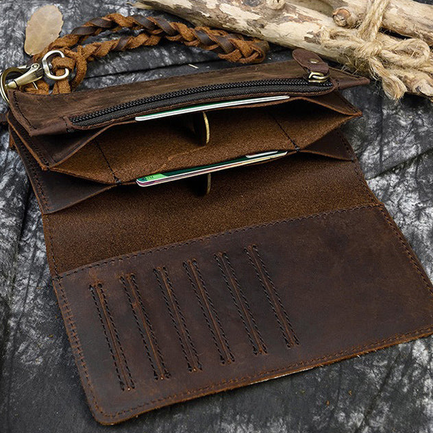 Retro Handmade Leather Multi-card Slots Long Wallet