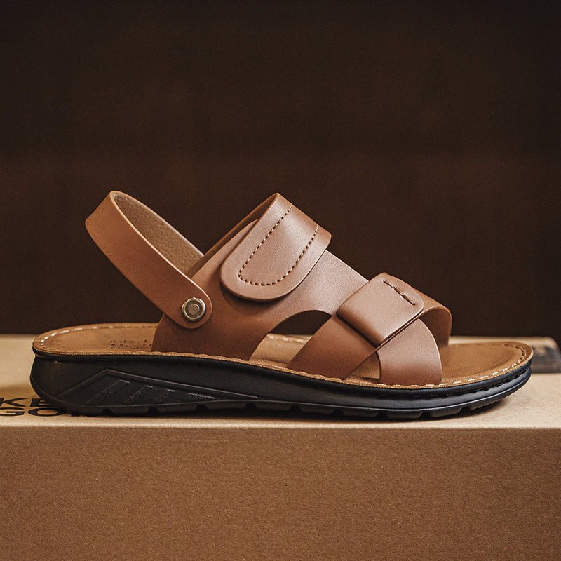 Retro Summer Leather Sandals Two-Wear Beach Shoes