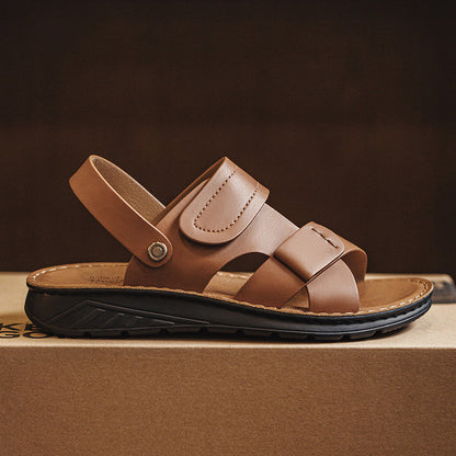 Retro Summer Leather Sandals Two-Wear Beach Shoes