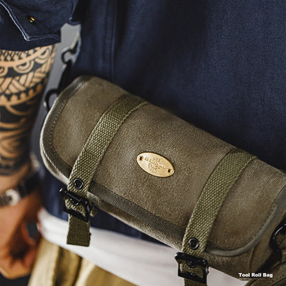 Retro Canvas Tool Roll Corssbody Bag