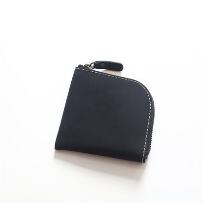 Original Hand-made Leather Short Zipper Wallet