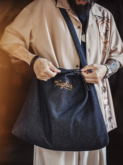 Vintage Cloth Double-Sided Denim Crossbody Bag Large Capacity Tote Bag