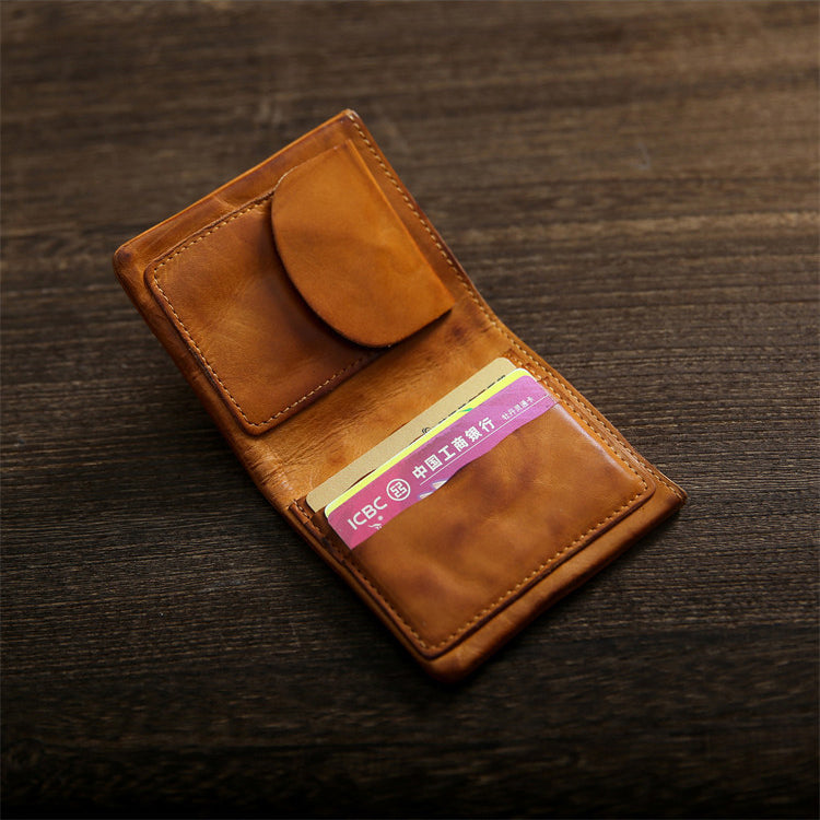 Retro Handmade Leather Short Wallet