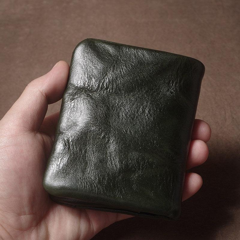 Retro Handmade Leather Card Holders Short Wallet