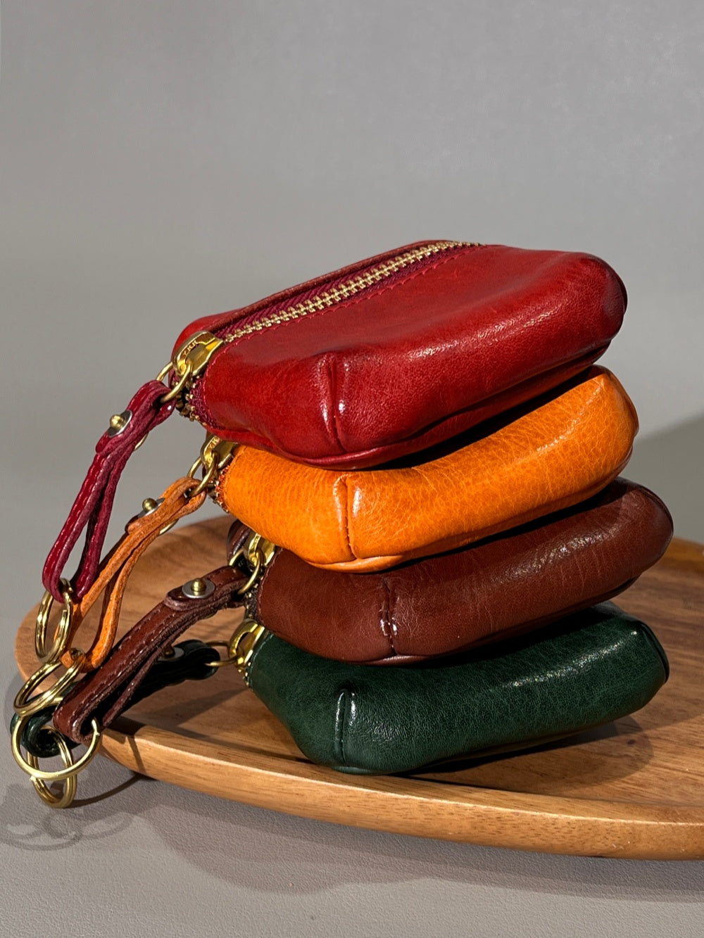 Retro Handmade Leather Coin Wallet Earphone Bag