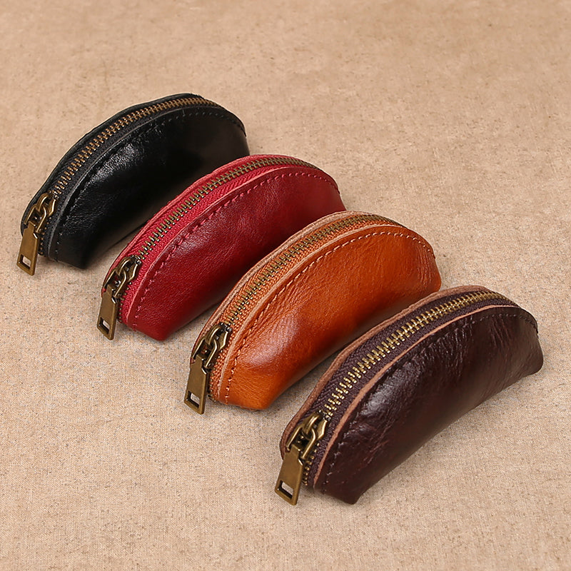 Retro Handmade Leather Coin Wallet Key Bag