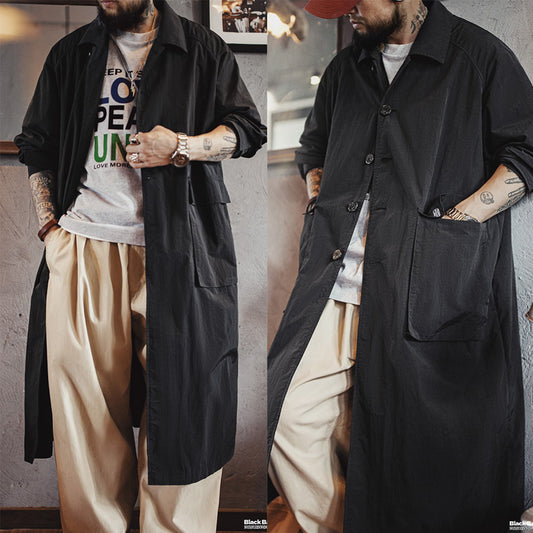 Retro Balmacaan Big Pocket Long Coat