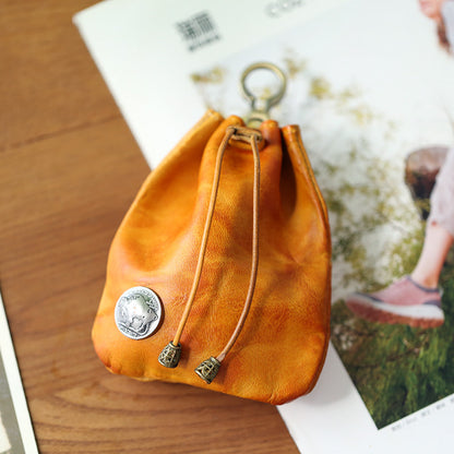 Retro Handmade Leather Coin Bag Storage Bag