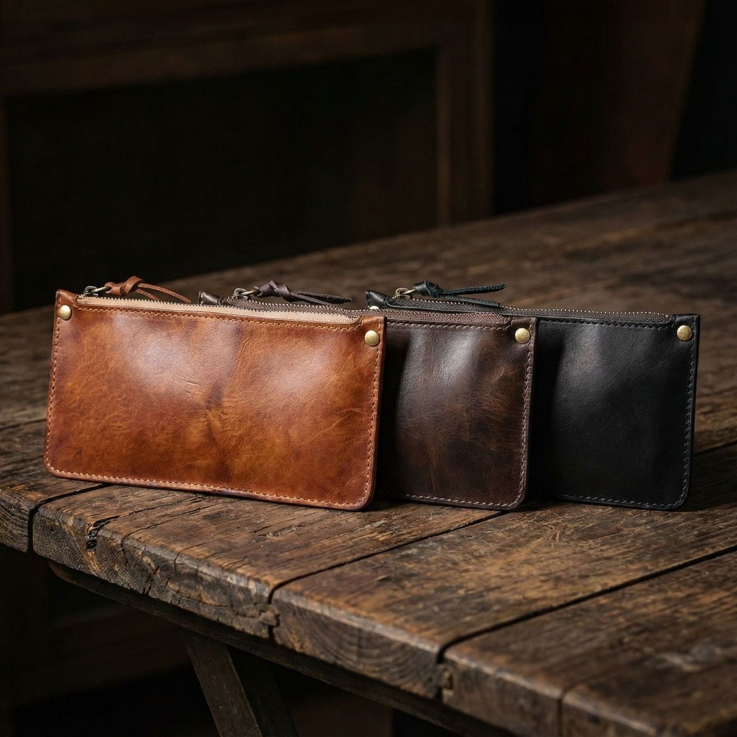 Retro Handmade Leather Card Wallets