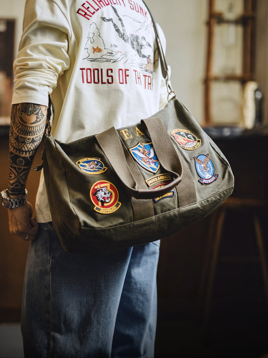 Vintage Large-capacity Tote bag Military Flight Bag