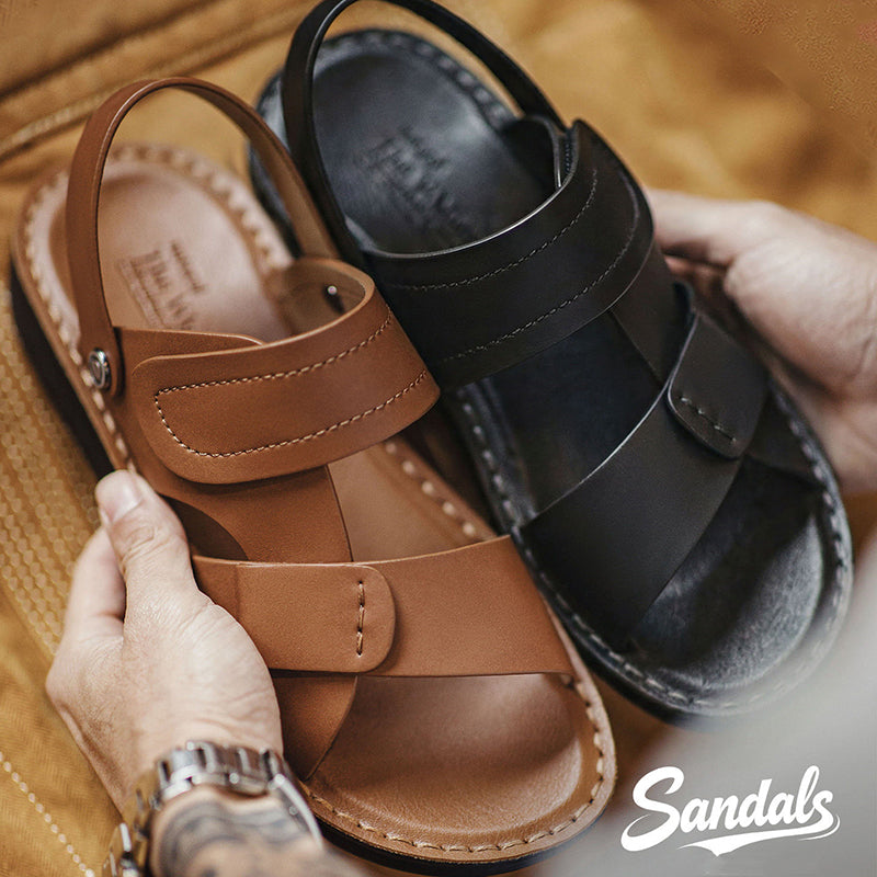Retro Summer Leather Sandals Two-Wear Beach Shoes