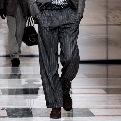 Large Size Retro Casual Wool Striped Pants