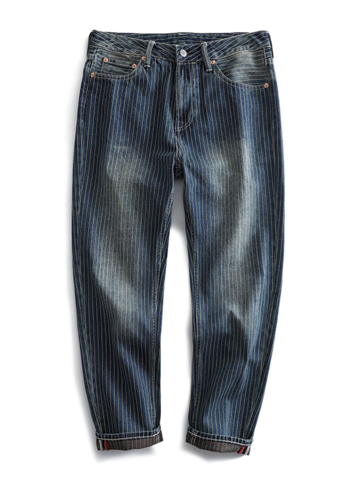 Vintage Slim Fit Denim Striped Casual Jeans Pants