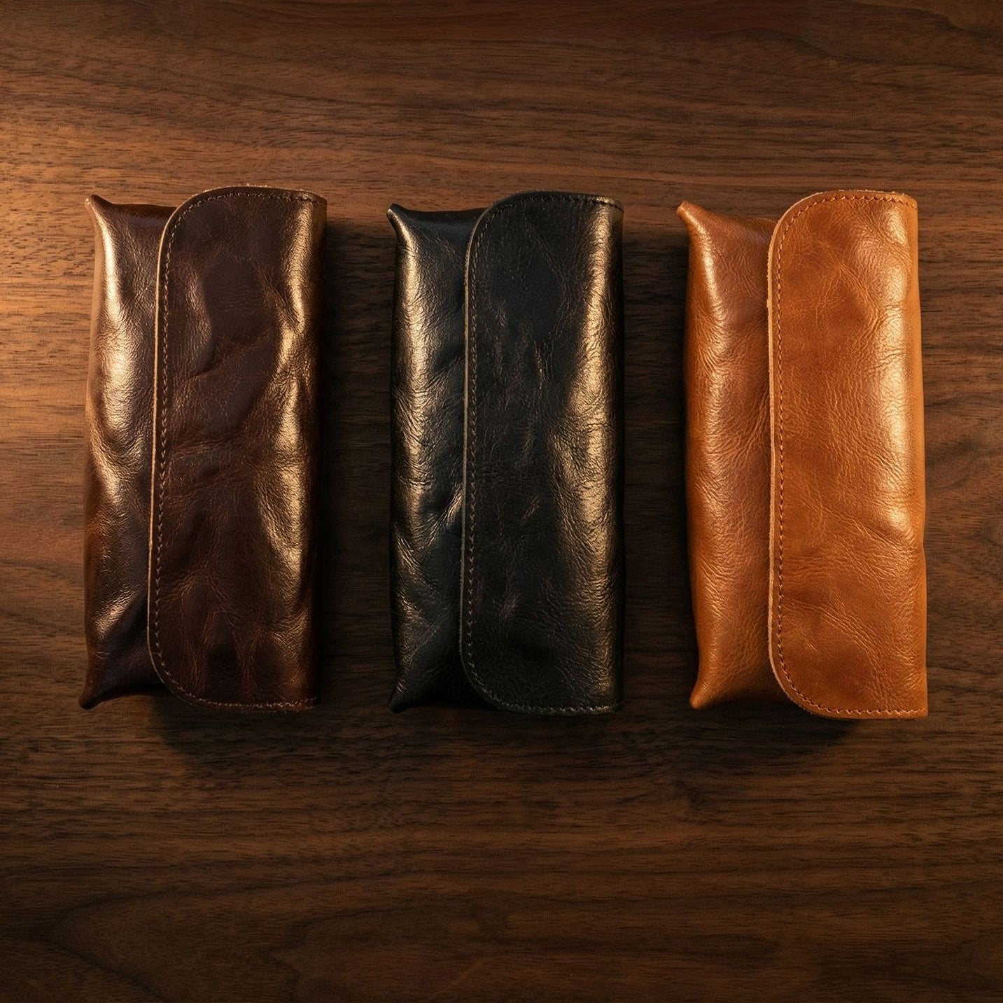 Retro Tanned Leather Glasses Case