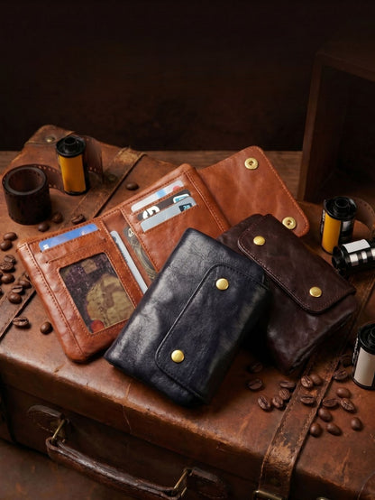 Retro Leather Handmade Short Wallets