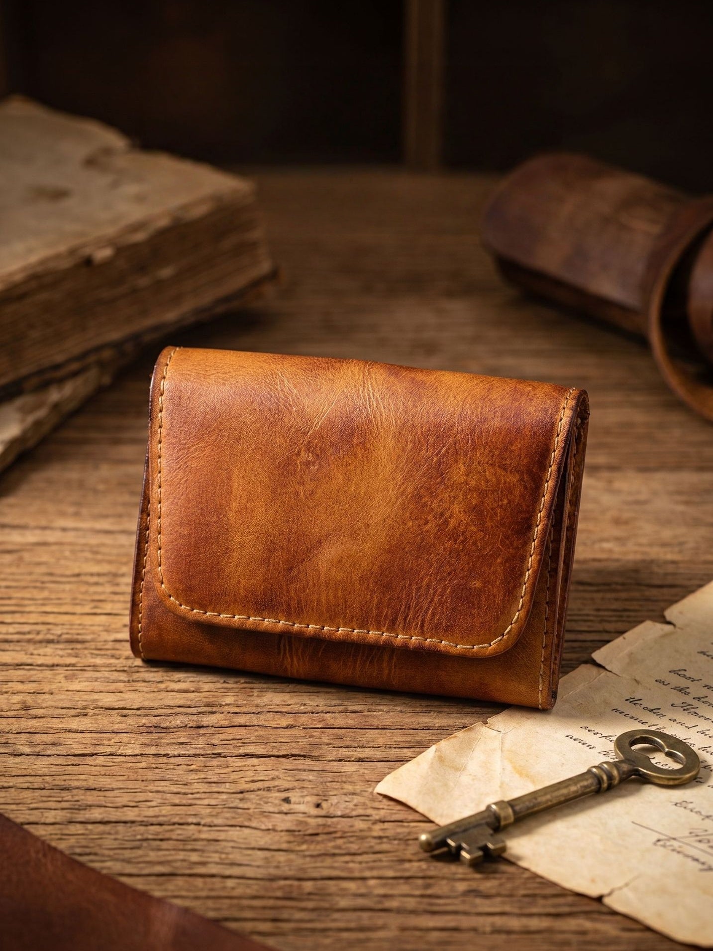Vintage Leather Handmade Card Wallet