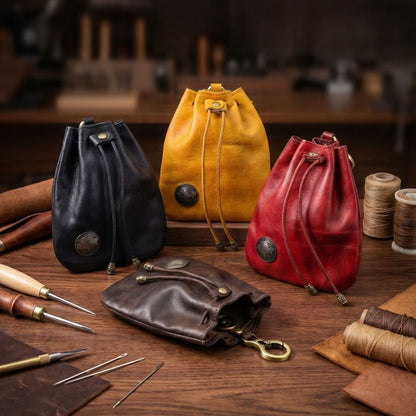 Retro Handmade Leather Coin Bag Storage Bag