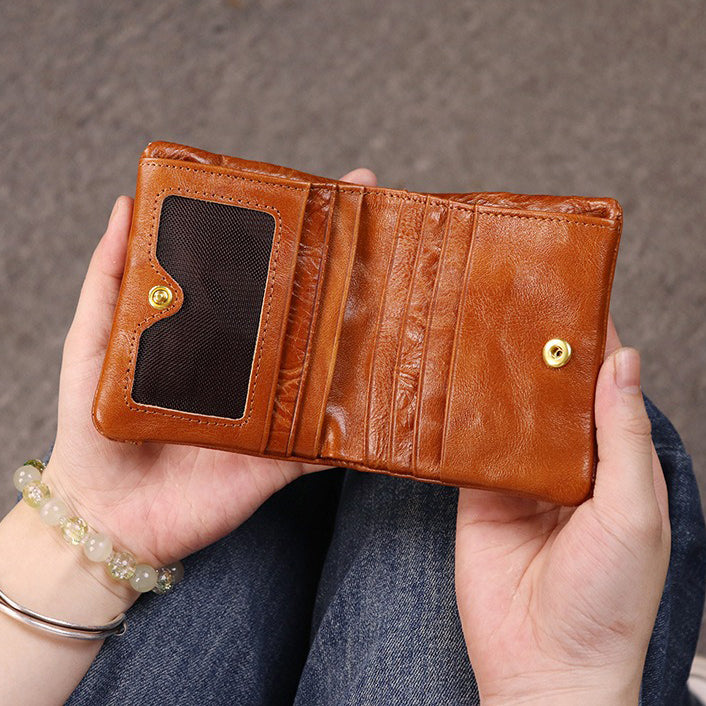 Retro Handmade Leather Card Holders Short Wallet