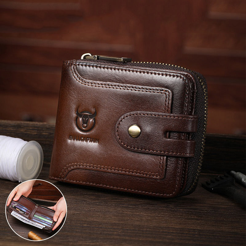 Retro Leather Zipper Chain Wallet
