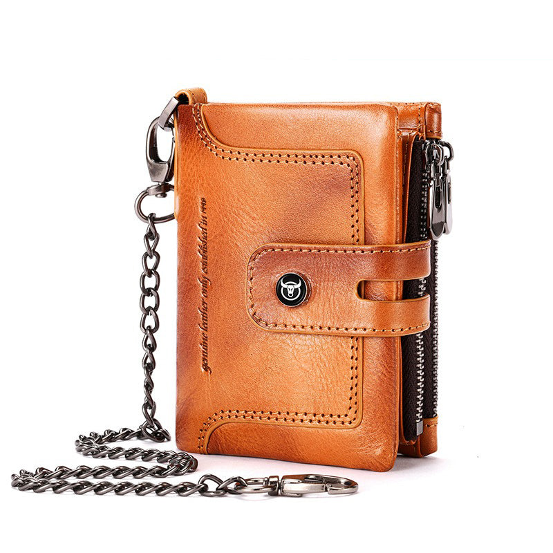 Retro Leather Zipper Chain Wallet
