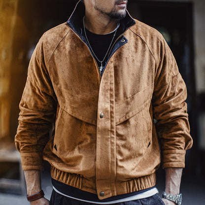 Retro Suede Jacket Stand Collar Short Maillard Jacket