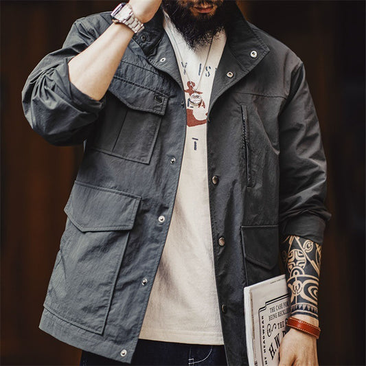 Retro Four Pockets Work Jacket Spring Outwear