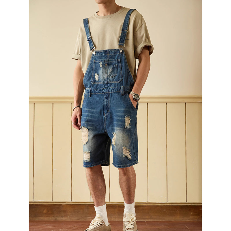 Retro Style Denim Multi-Pocket Overall Cargo Pants