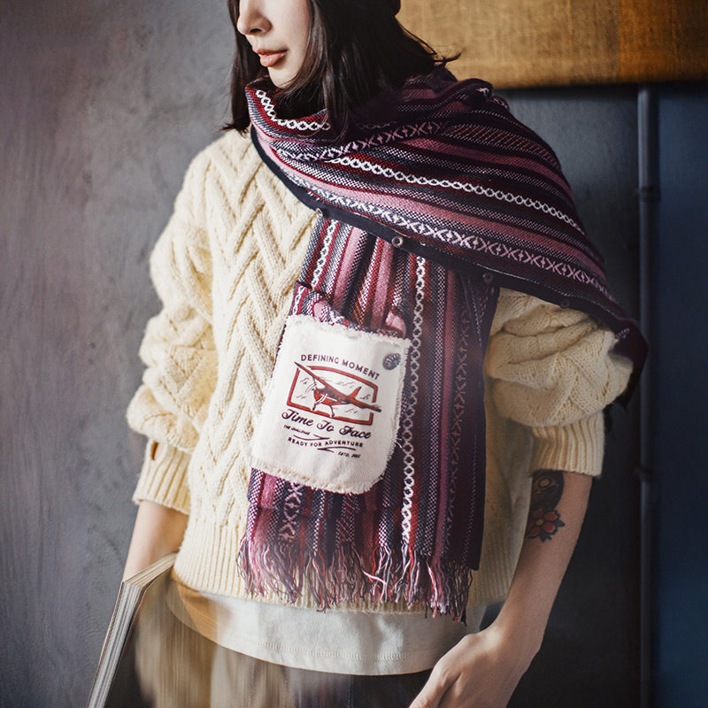 Retro Ethnic Style Knitted Sleeveless Vest Scarf