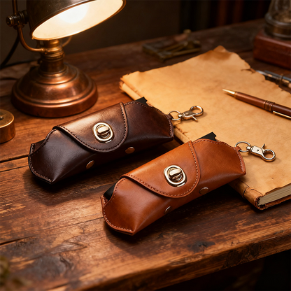 Retro Tanned Leather Glasses Case