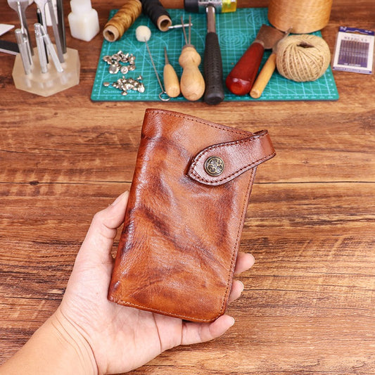 Retro Handmade Leather Zipper Card Wallets
