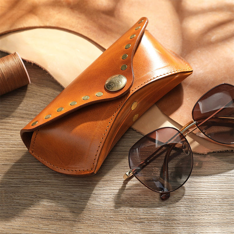 Retro Handmade Leather Glasses Case