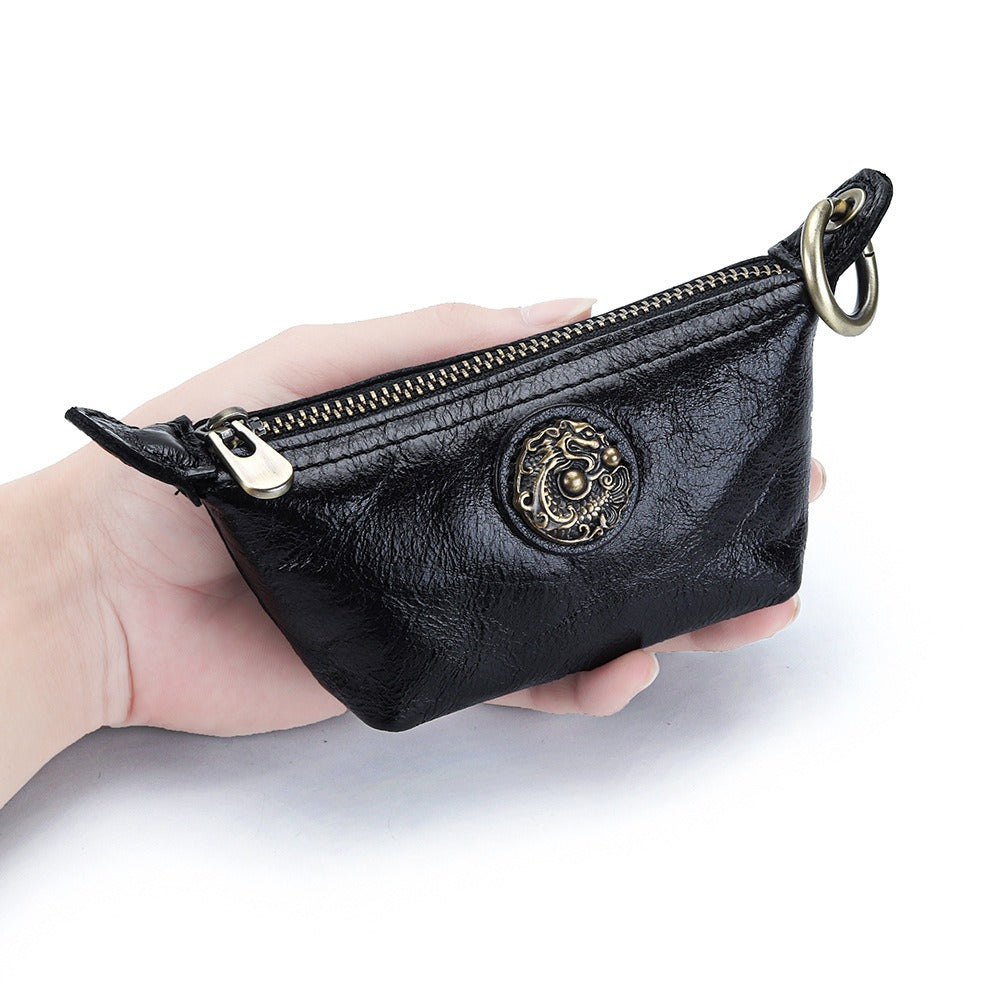 Retro Handmade Leather Zipper Wallet