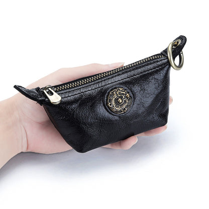 Retro Handmade Leather Zipper Wallet