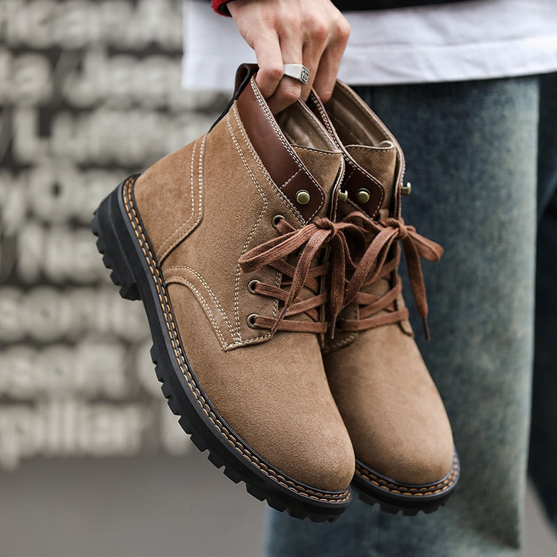 Retro Lacing Anti-slip Suede Boots