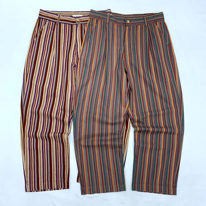 Retro Cotton Striped Casual Pants