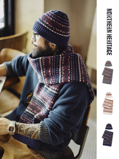 Retro Warm Soft Knitted Hat and Scarf