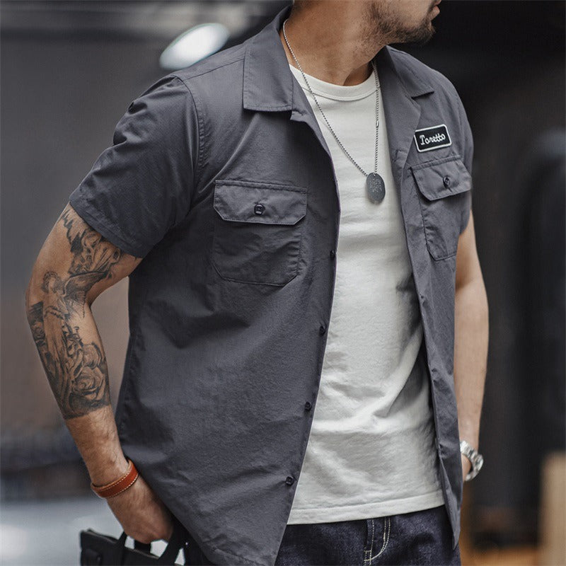 Retro Summer Thin Tough Man Short Sleeve Shirt