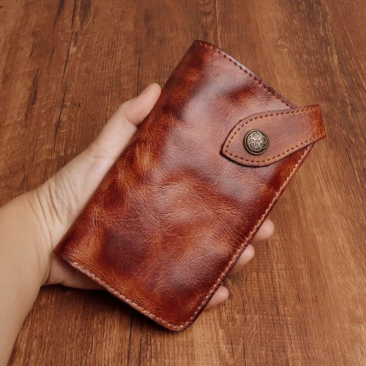 Retro Handmade Leather Zipper Card Wallets