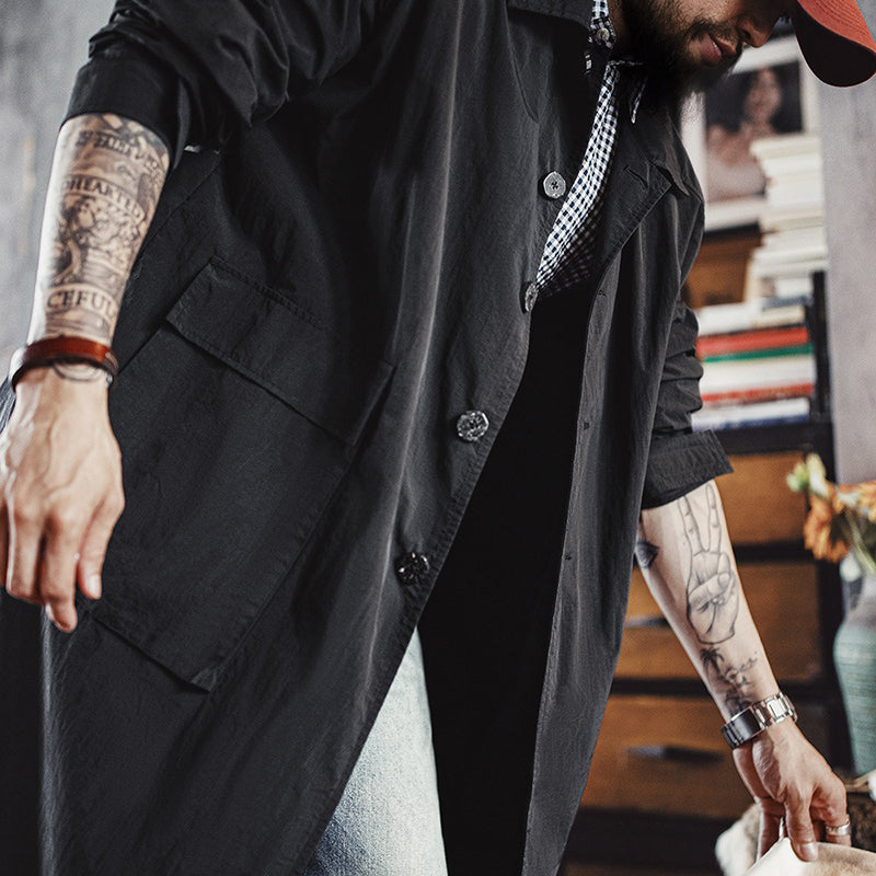 Retro Balmacaan Big Pocket Long Coat